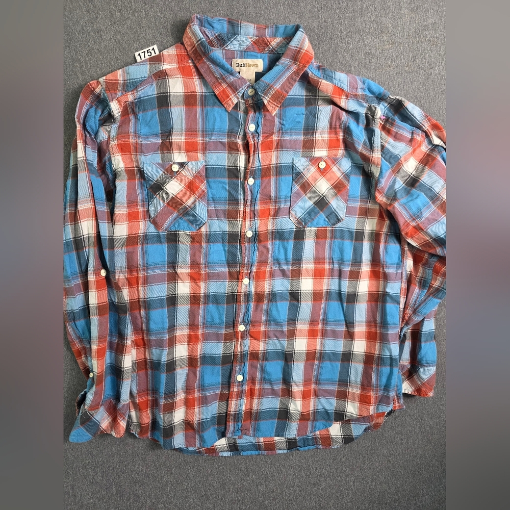 Ruff Hewn Blue and Red Plaid Button Down Shirt XXL  Cabincore. Gorpcore Dad